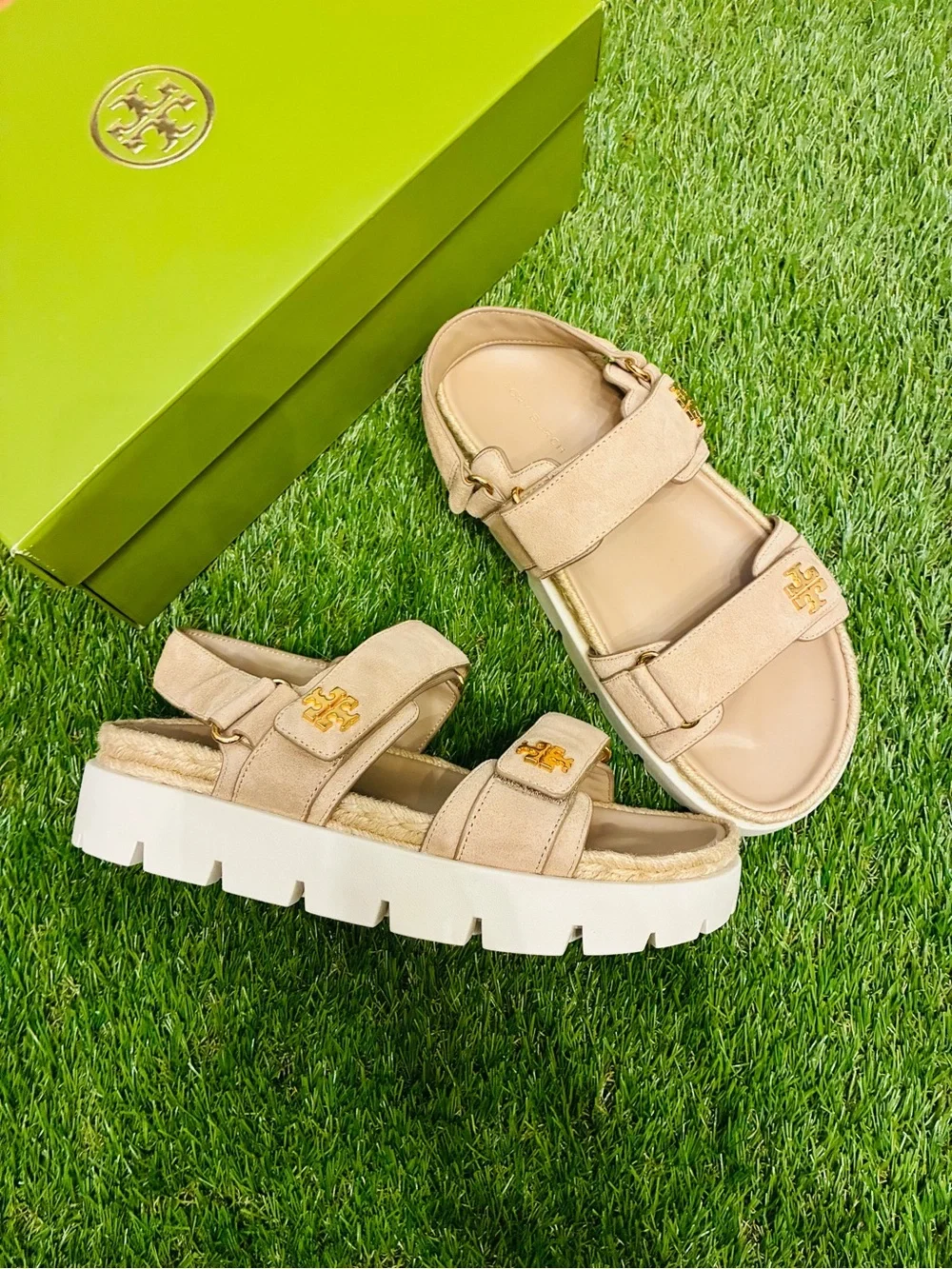 Tory Burch Kira Rope Sport Sandals – Ceramic Taupe – Size 7.5 Luxury